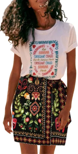 Womens Summer Floral Wrap Short Skirt Tie Side High Waist A Line Beach Vacation Boho Mini Skirt
