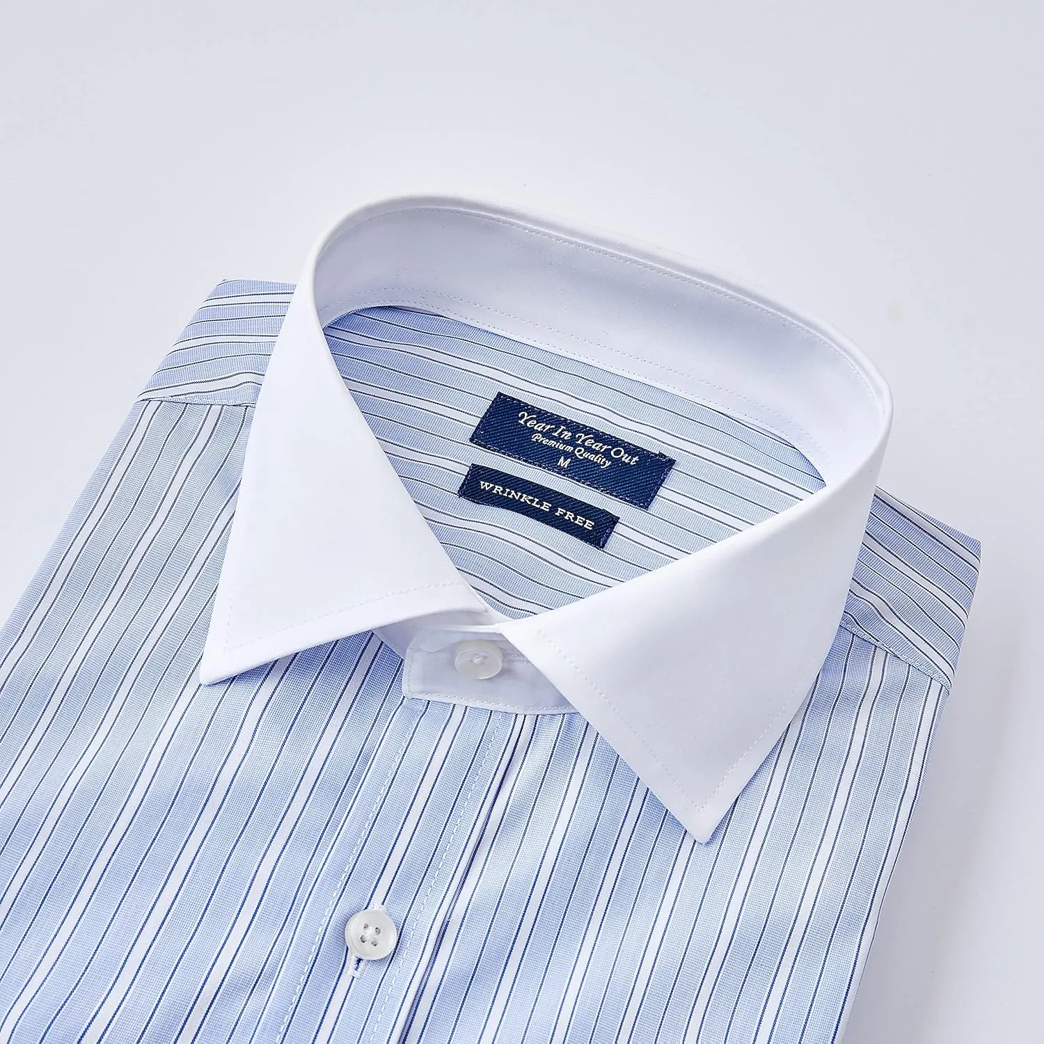 Year In Year Out French Cuff Wrinkle Free Dress Shirt for Men Regular Fit Long Sleeve Wrinkle Resistant Shirt