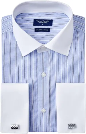 Year In Year Out French Cuff Wrinkle Free Dress Shirt for Men Regular Fit Long Sleeve Wrinkle Resistant Shirt